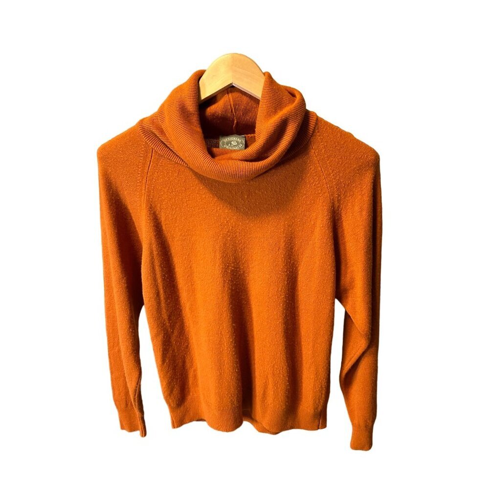Designers Originals Orange Long Sleeve Turtleneck Luxelon Sweater SZ Medium